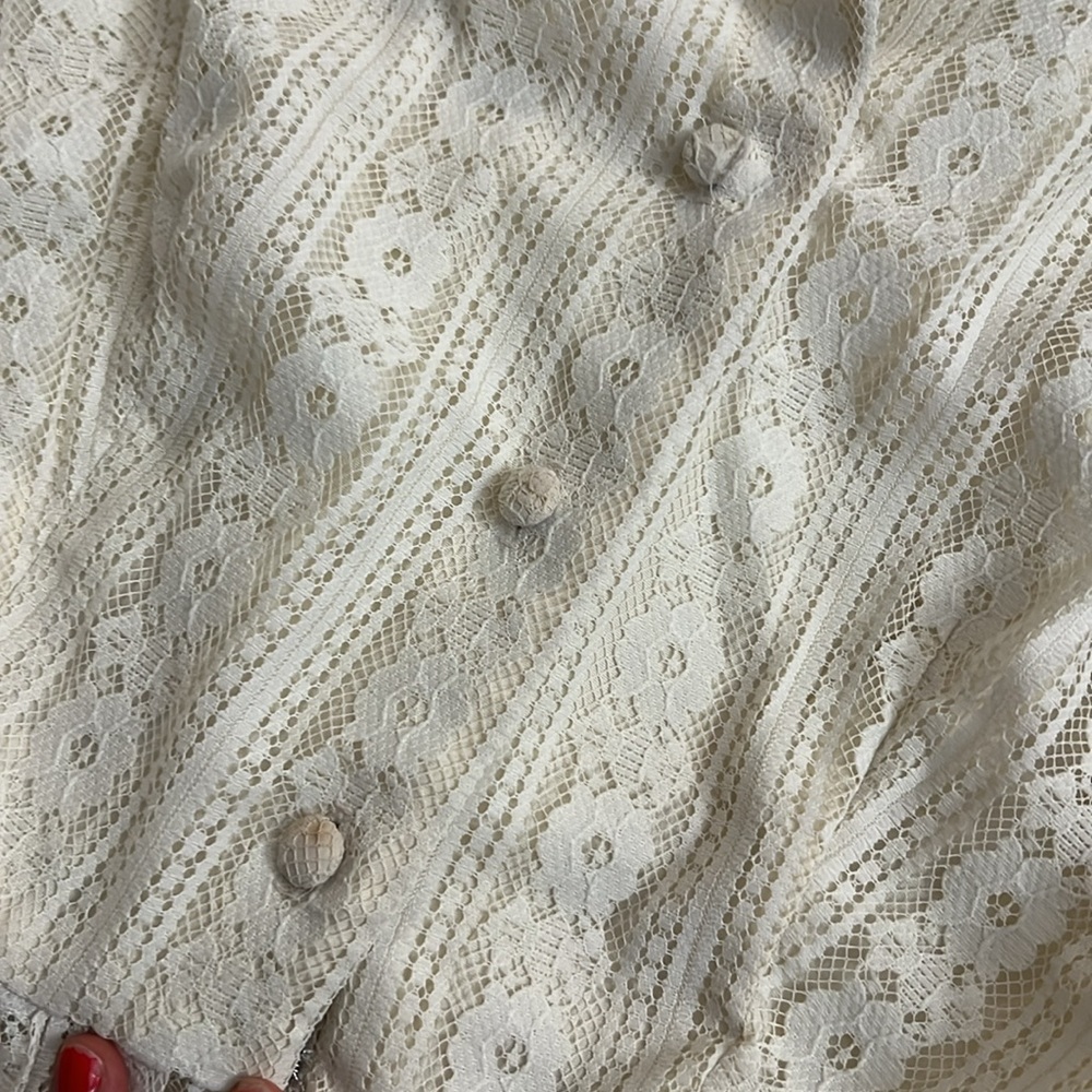Vintage off white lace button up maxi dress - Picture 7 of 10